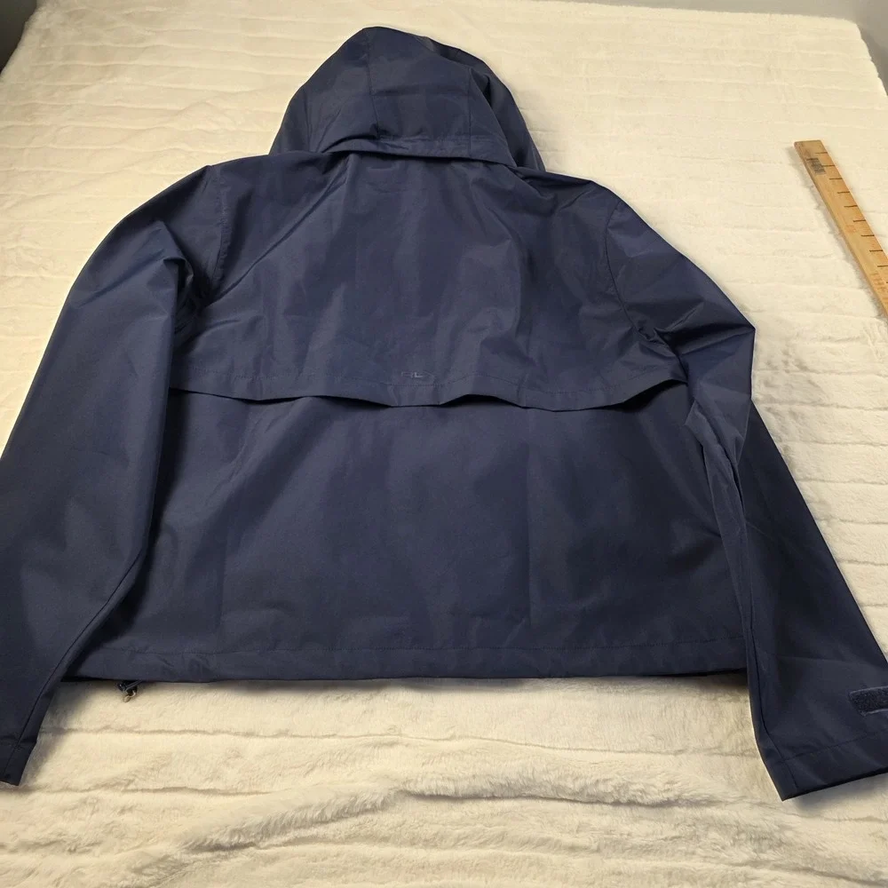 RLX Ralph Lauren Packable Performance Hooded‎ Rain Jacket Womens L Vented Blue